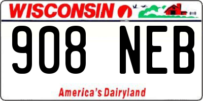 WI license plate 908NEB