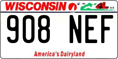 WI license plate 908NEF