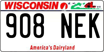 WI license plate 908NEK