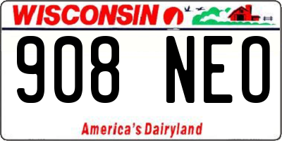 WI license plate 908NEO