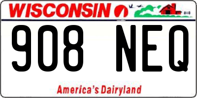 WI license plate 908NEQ