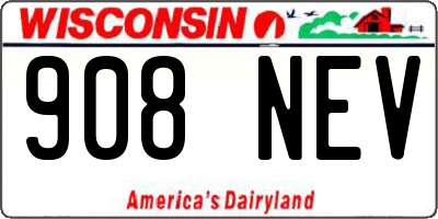 WI license plate 908NEV