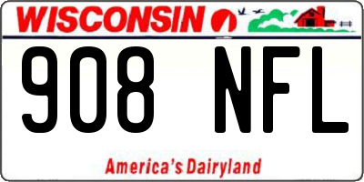 WI license plate 908NFL