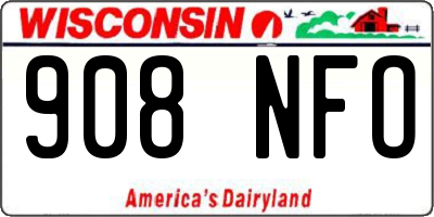 WI license plate 908NFO