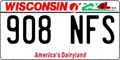 WI license plate 908NFS