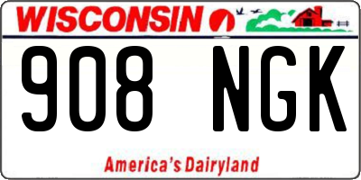 WI license plate 908NGK