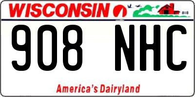 WI license plate 908NHC