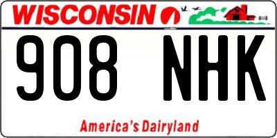 WI license plate 908NHK