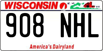 WI license plate 908NHL