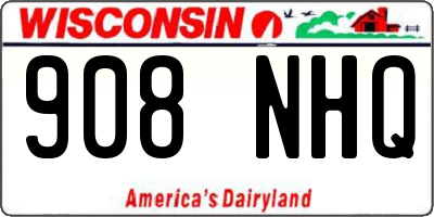 WI license plate 908NHQ