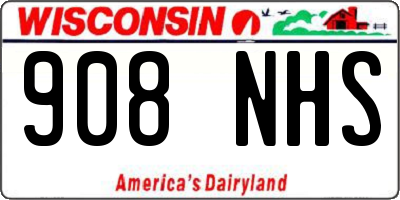 WI license plate 908NHS
