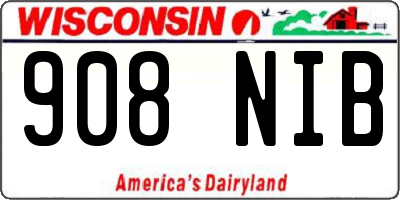 WI license plate 908NIB