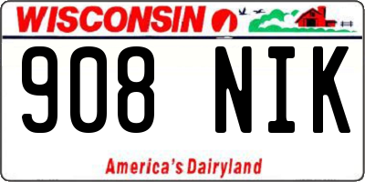 WI license plate 908NIK