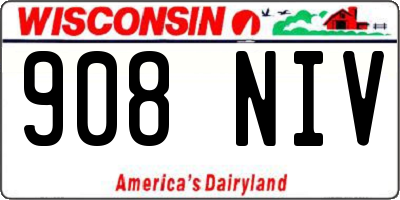 WI license plate 908NIV