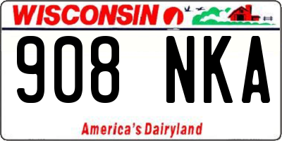 WI license plate 908NKA
