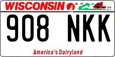 WI license plate 908NKK