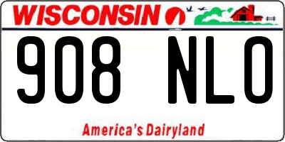 WI license plate 908NLO