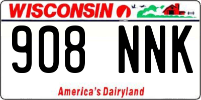 WI license plate 908NNK