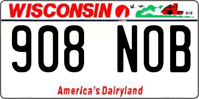 WI license plate 908NOB