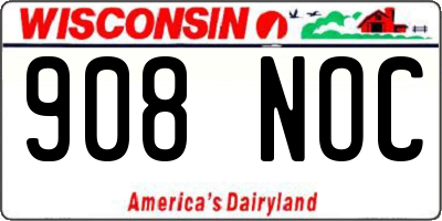 WI license plate 908NOC