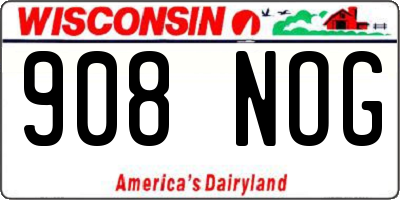 WI license plate 908NOG