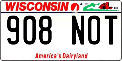 WI license plate 908NOT