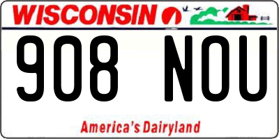 WI license plate 908NOU