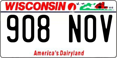 WI license plate 908NOV