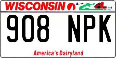 WI license plate 908NPK