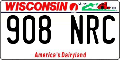 WI license plate 908NRC