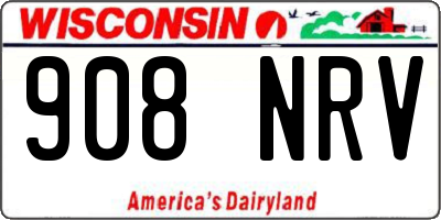 WI license plate 908NRV
