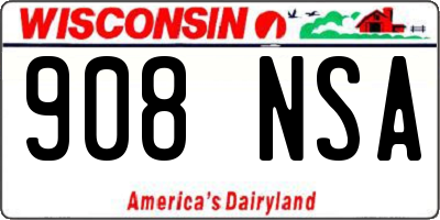 WI license plate 908NSA