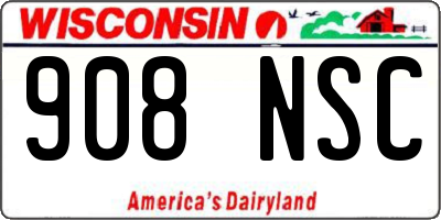 WI license plate 908NSC