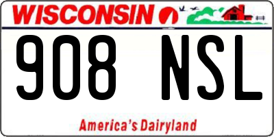 WI license plate 908NSL