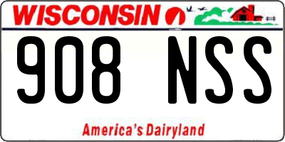 WI license plate 908NSS