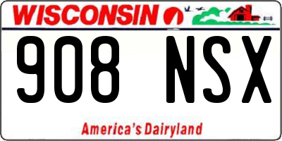 WI license plate 908NSX