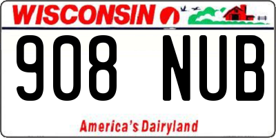 WI license plate 908NUB