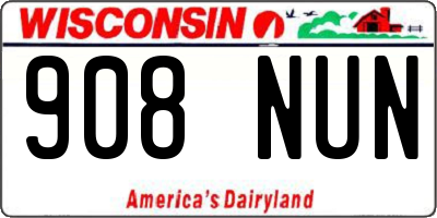 WI license plate 908NUN