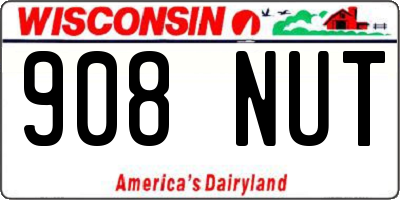 WI license plate 908NUT