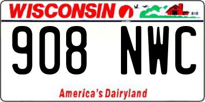 WI license plate 908NWC