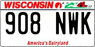 WI license plate 908NWK
