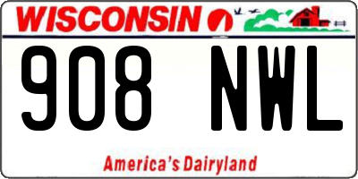 WI license plate 908NWL