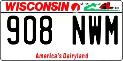 WI license plate 908NWM