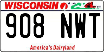 WI license plate 908NWT
