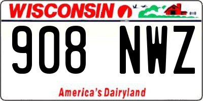 WI license plate 908NWZ