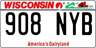 WI license plate 908NYB