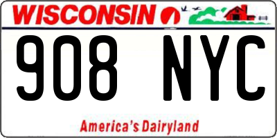 WI license plate 908NYC