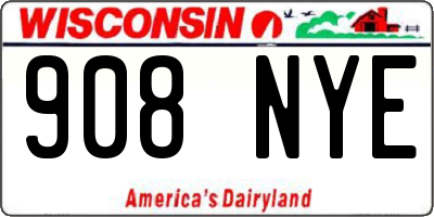 WI license plate 908NYE