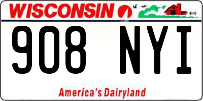 WI license plate 908NYI