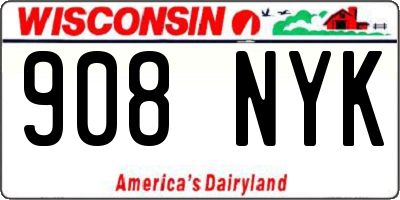 WI license plate 908NYK